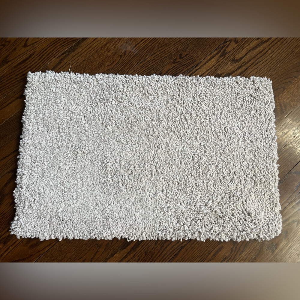 (1) 27.5inches x 17 inches Beige Shaggy Rug/Mat